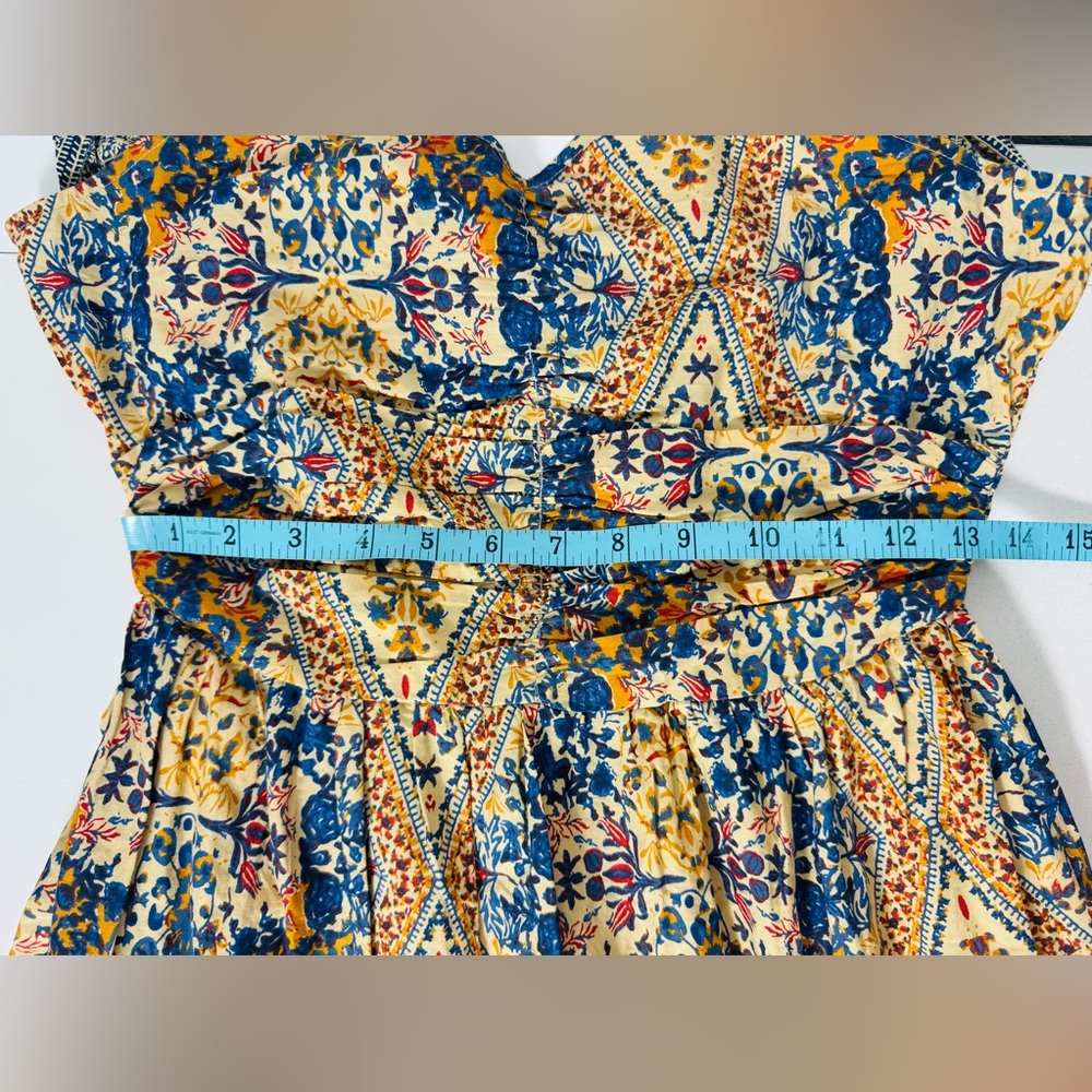 Caroline Constas Tiered Maxi Dress Small Smocked Pockets Cotton Cottagecore Boho - Picture 9 of 11